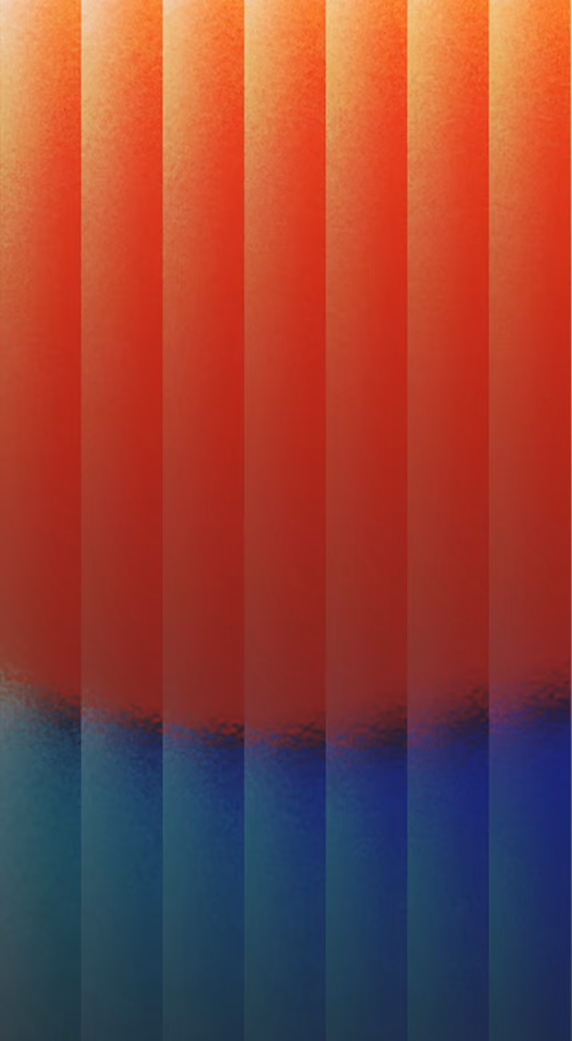 Vertical gradient stripes blending warm orange to red and deepening to blue at the bottom.