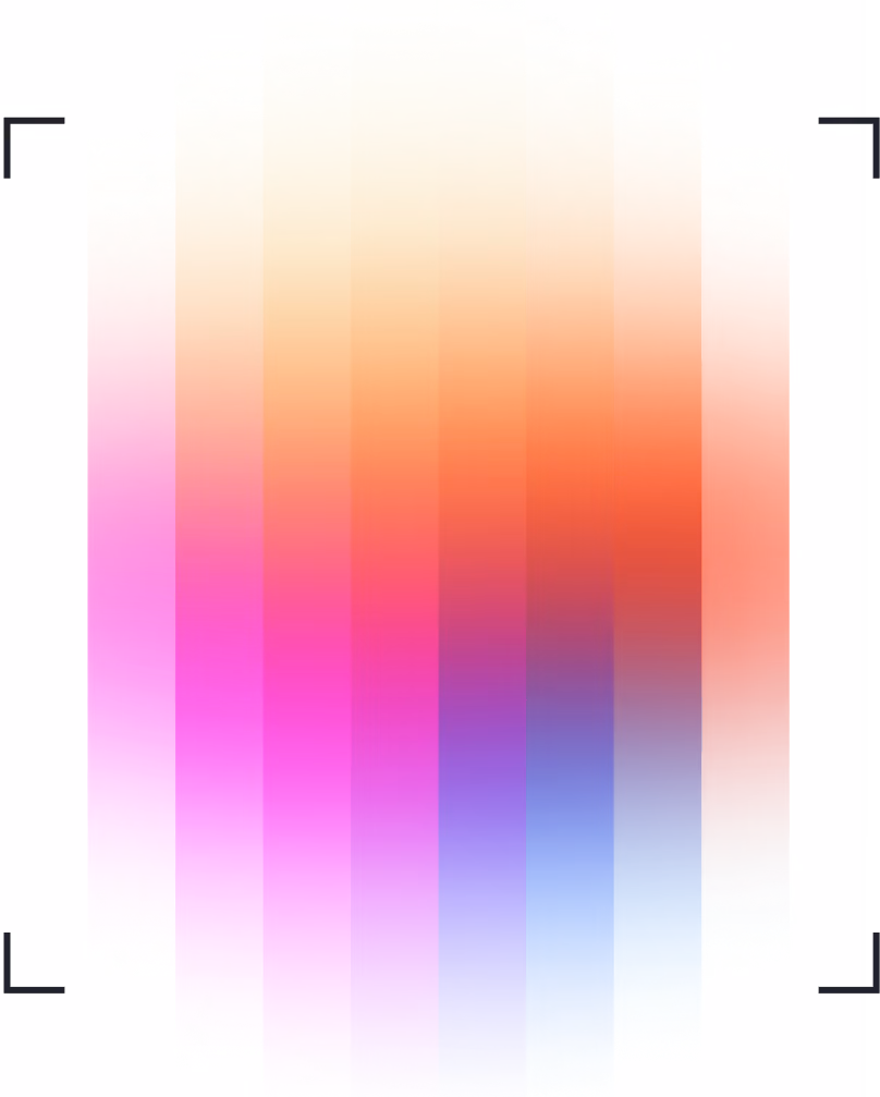 Vertical gradient bands blending from pink and magenta on the left through purple and blue in the centre to orange and red on the right.