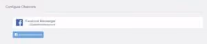 Facebook Messenger configuration option with blue Facebook icon and text input field.