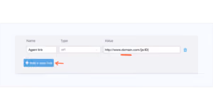 Web interface showing fields for name, type, and URL with a button labeled Add a new link.