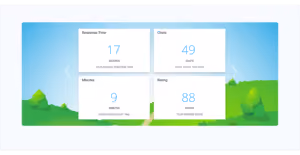 Dashboard showing average response time 17 secs, chats 49, minutes 9, and rating 88.