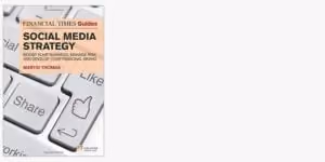 Book cover titled Social Media Strategy with keyboard keys showing like, share, and thumbs up icons.