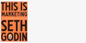Book cover of "This Is Marketing" by Seth Godin, featuring bold black text on an orange background.