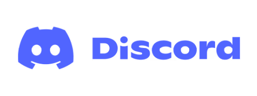 Discord logo with stylized game controller icon and the word 'Discord' in blue.