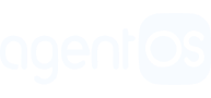 Logo with the word agentOS in white lowercase letters with a white rounded square around the letters OS.