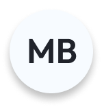 Circle avatar with initials MB on a pale blue background.
