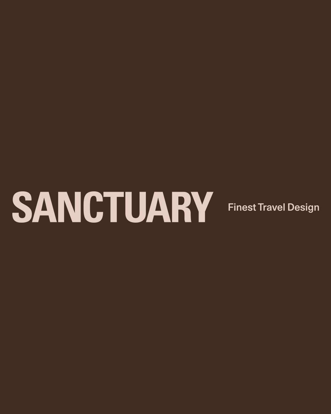 White Sanctuary wordmark with Finest Travel Design on dark brown