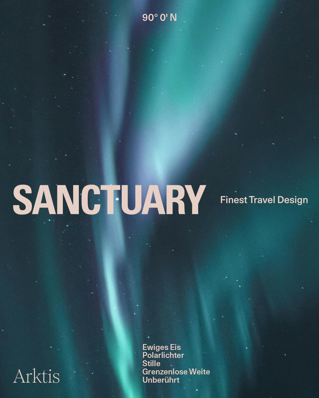 Sanctuary Arctic cover design with an aurora photograph