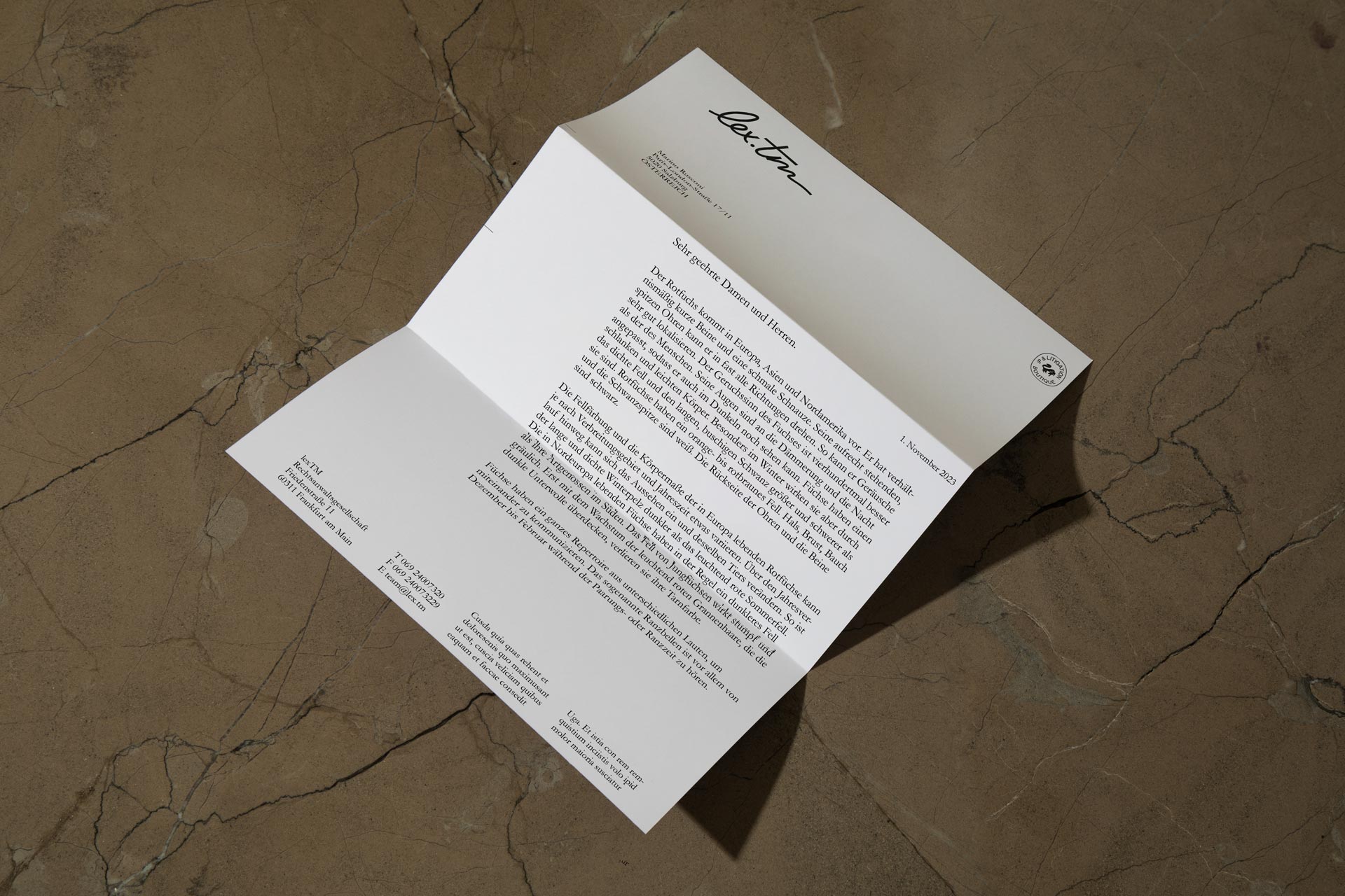 White letterhead with the lex.tm wordmark and clear typography