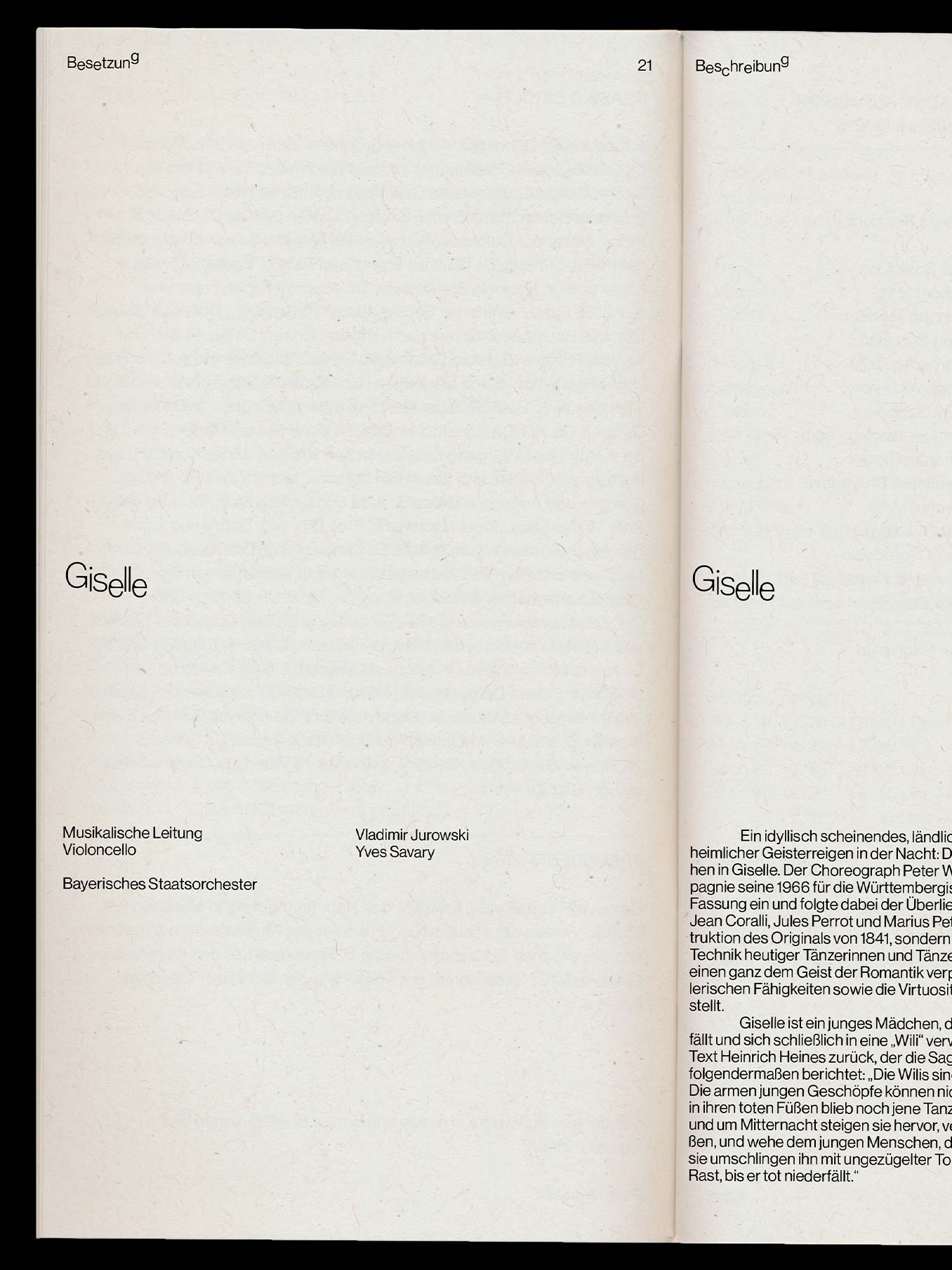Minimal editorial concept with narrow text columns and the word Glück