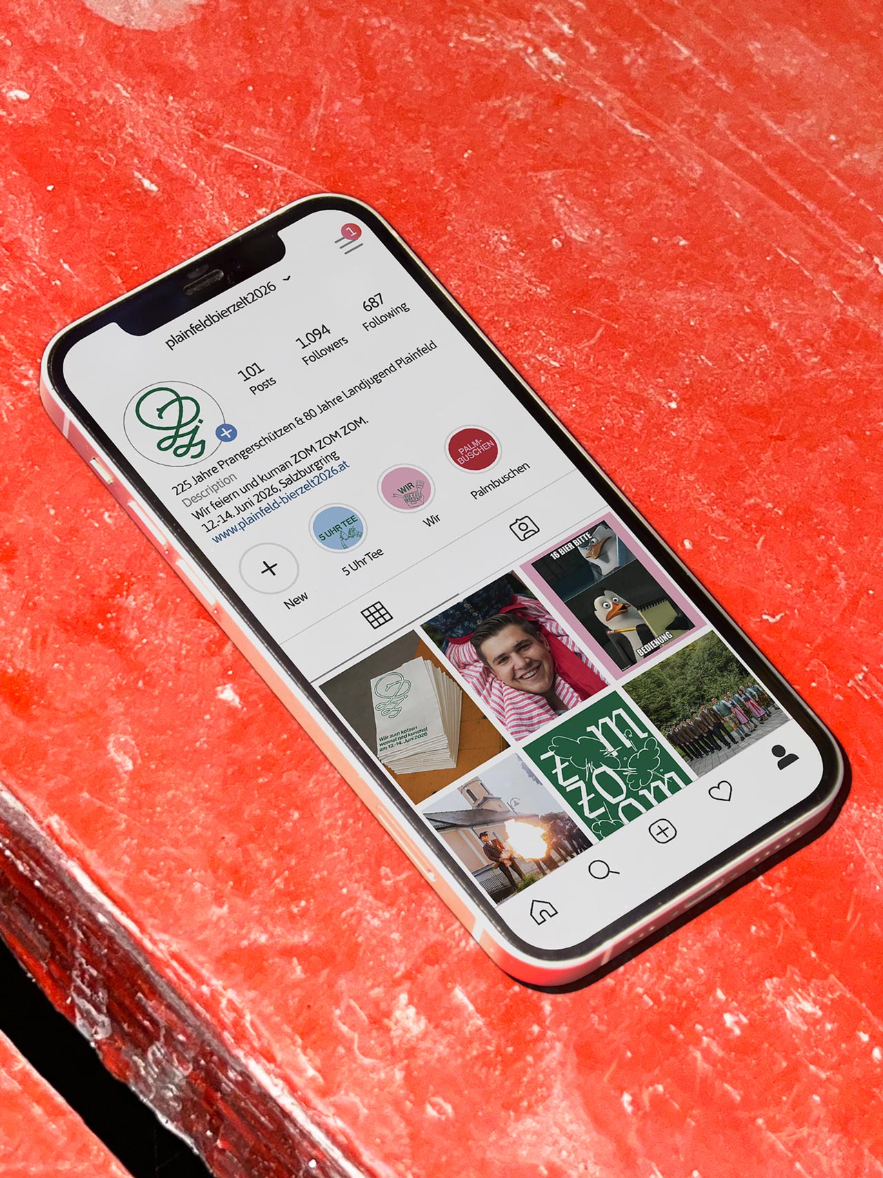 Plainfeld event Instagram profile on a smartphone