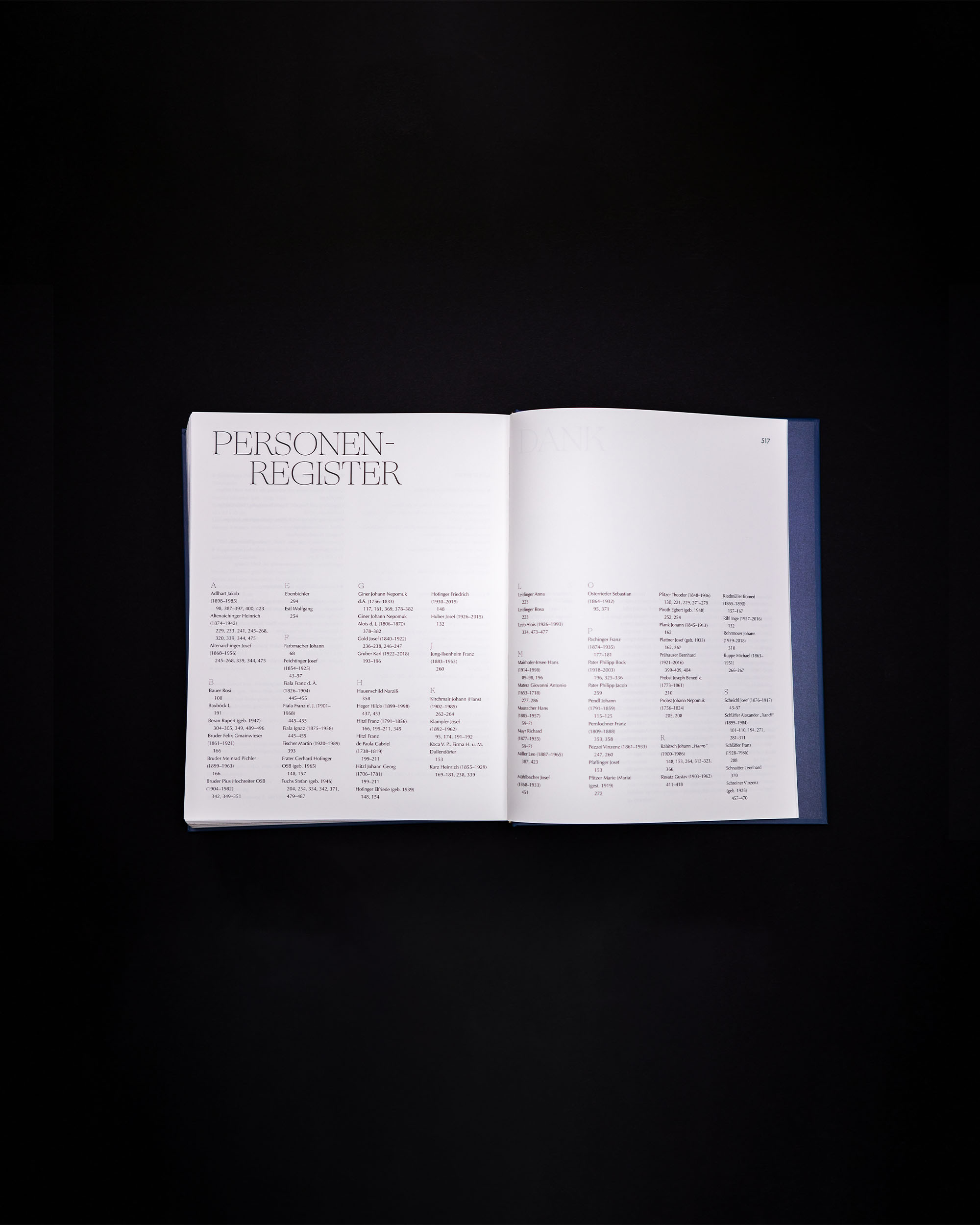 Typographically designed contents spread of the nativity-scene book