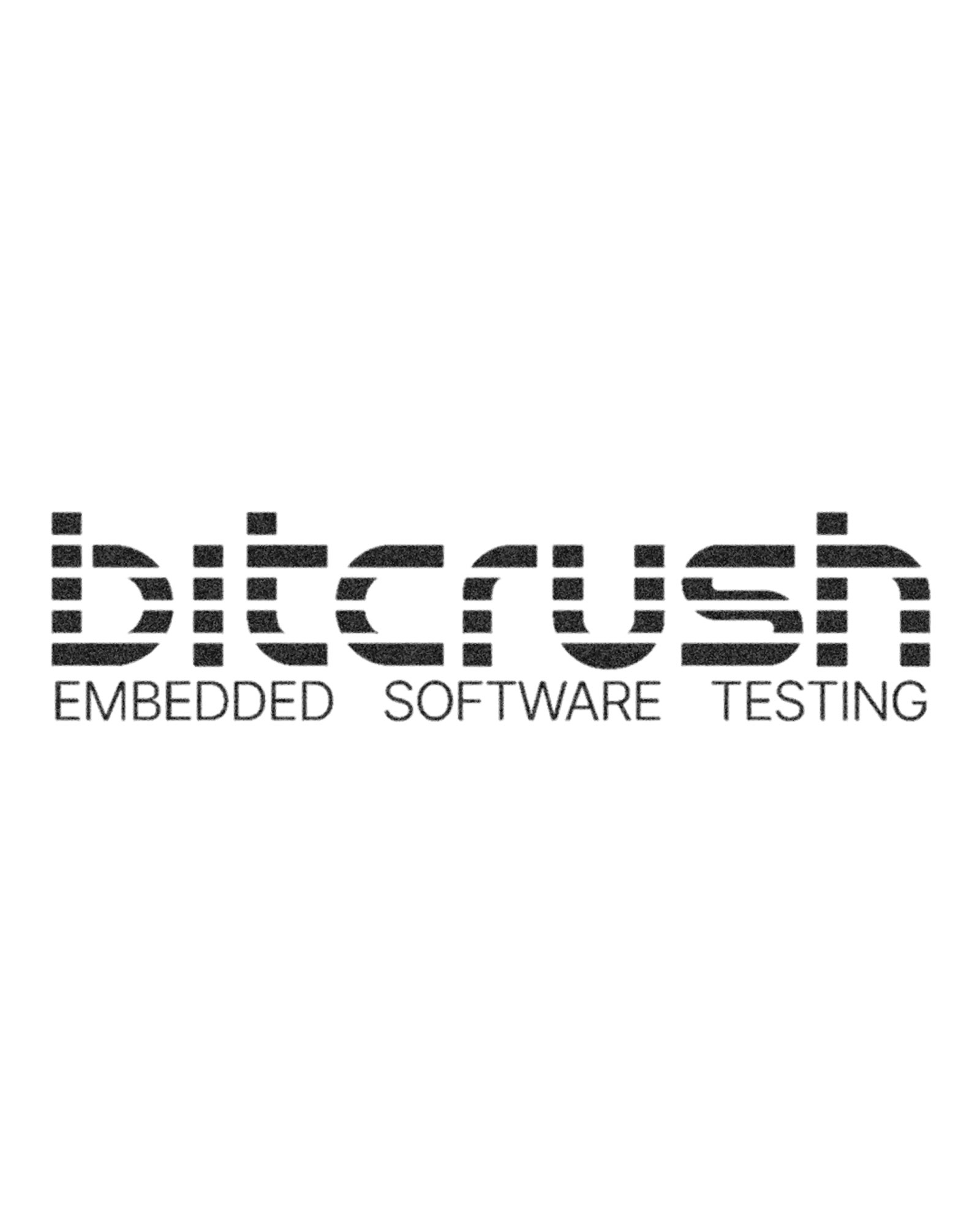 Black bitcrush logo with the words Embedded Software Testing on white