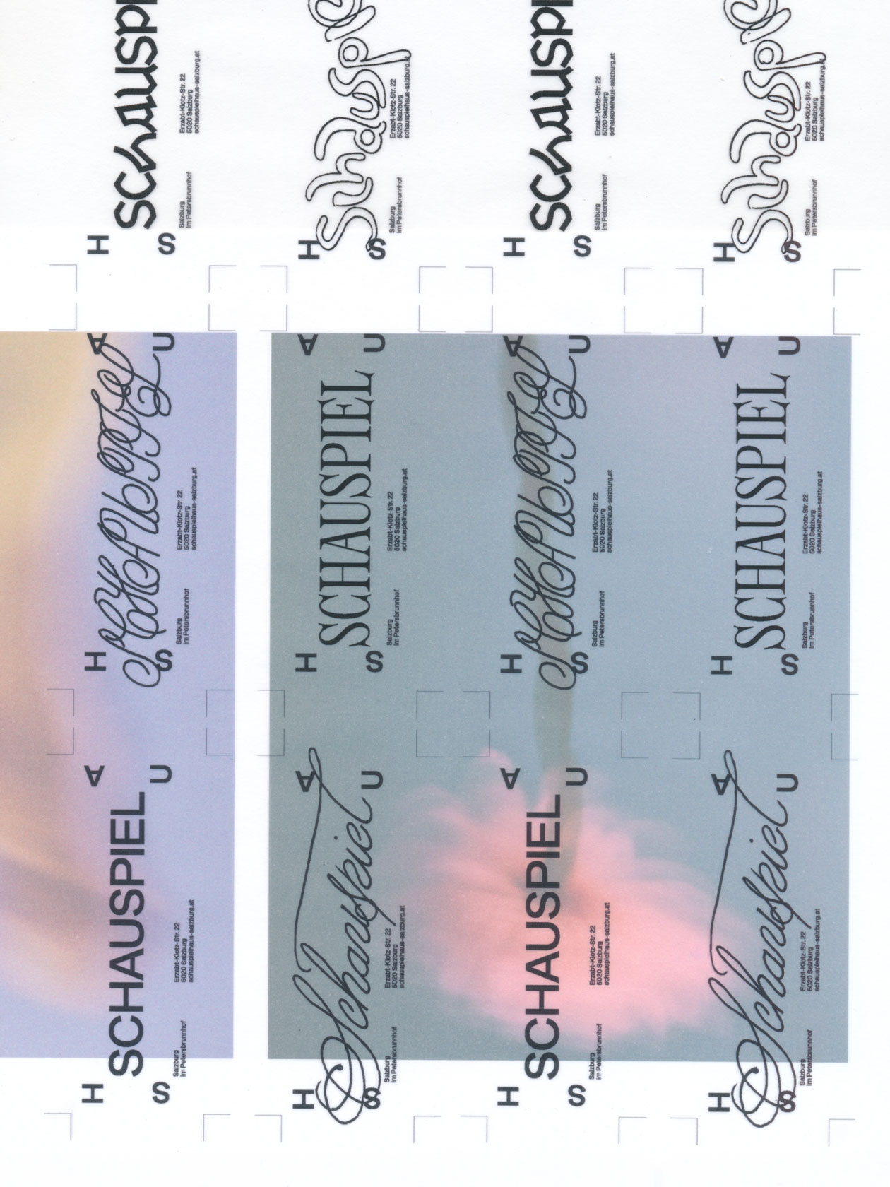 Schauspielhaus Salzburg concepts with varied hand-drawn title lettering