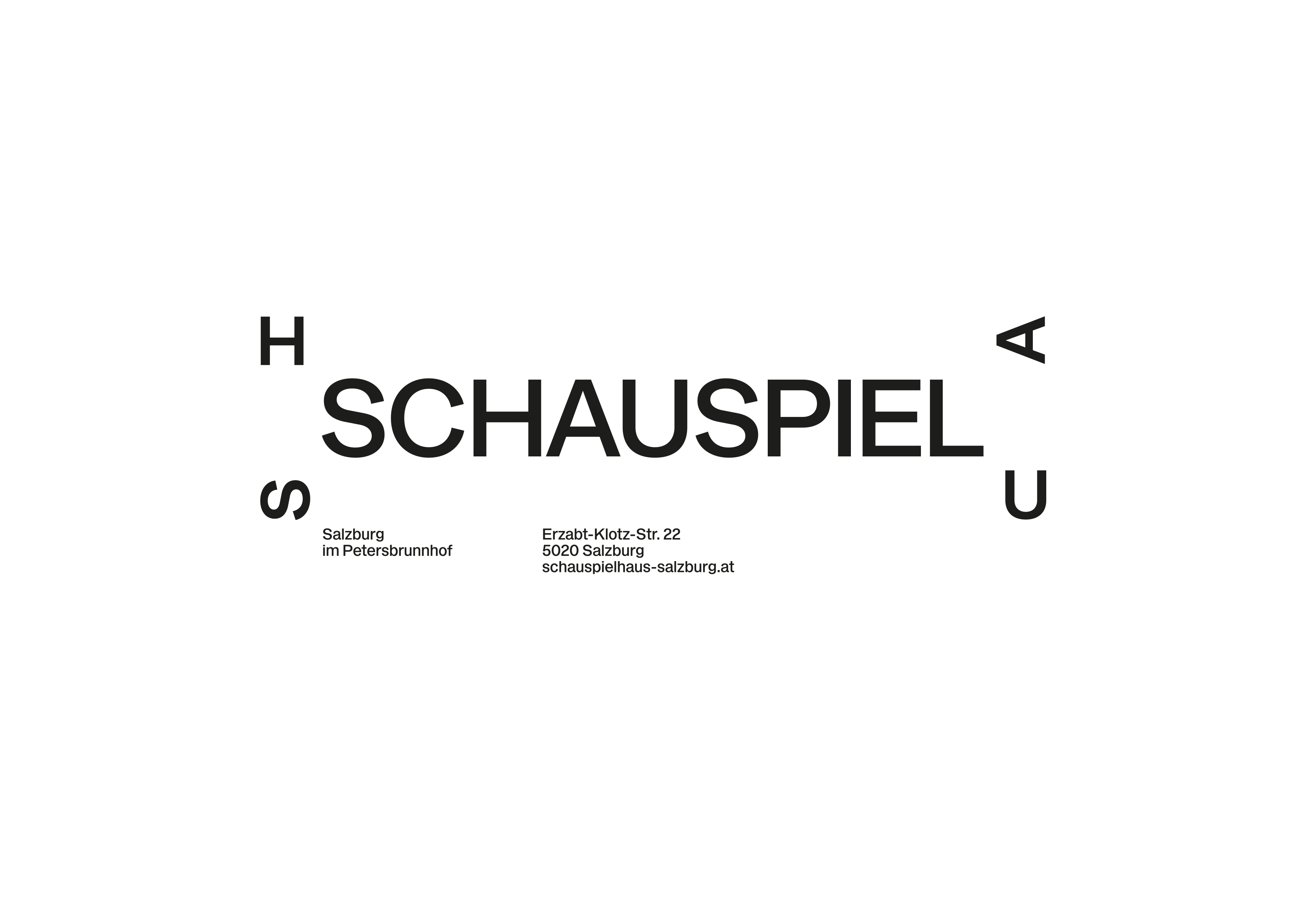 Black Schauspielhaus Salzburg logo concept with scattered Haus letters on white