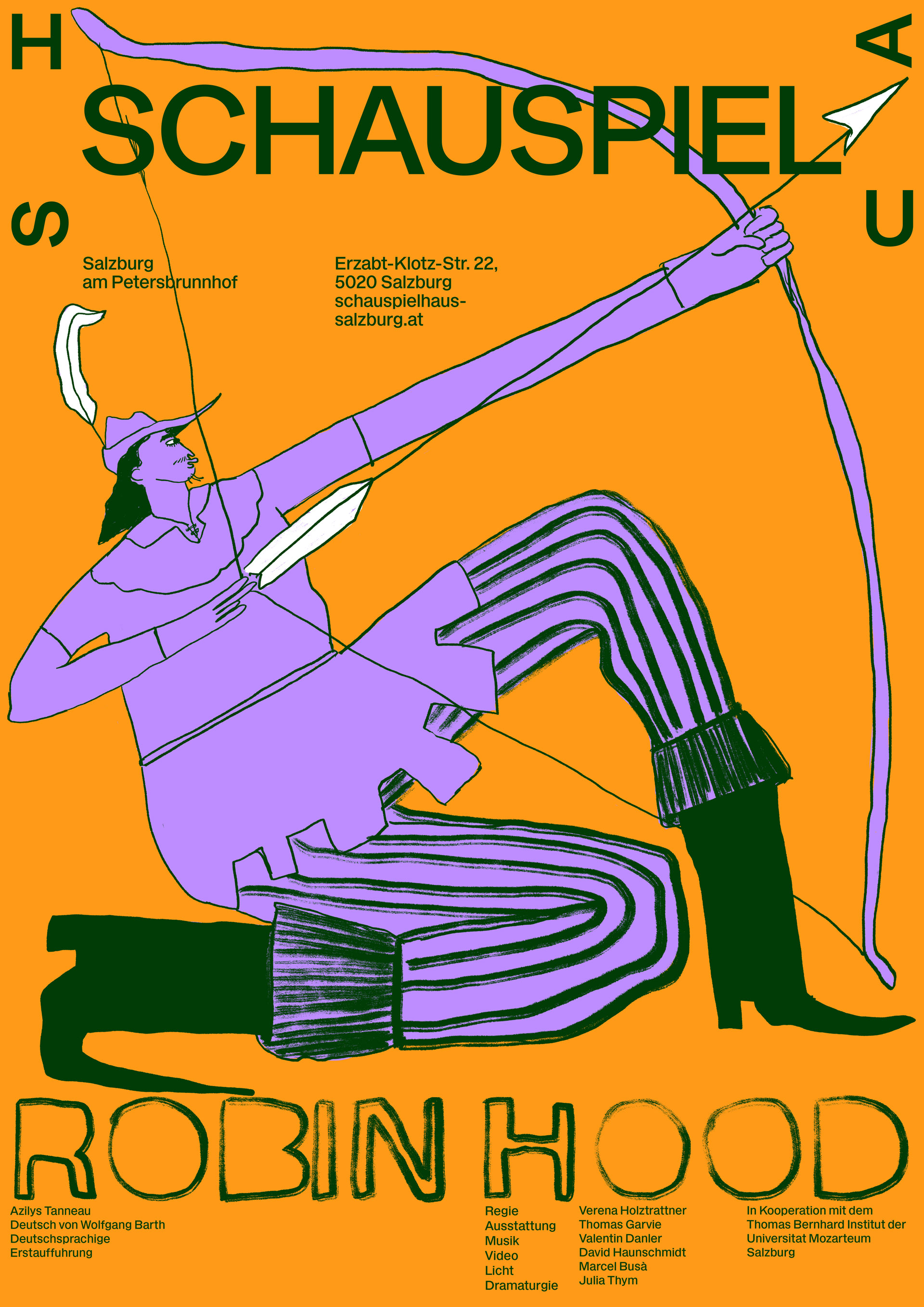 Robin Hood poster concept with a purple archer on an orange background