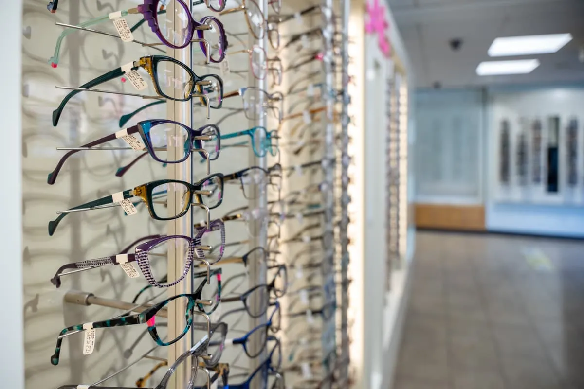 Frames display inside Aidan Walsh Opticians