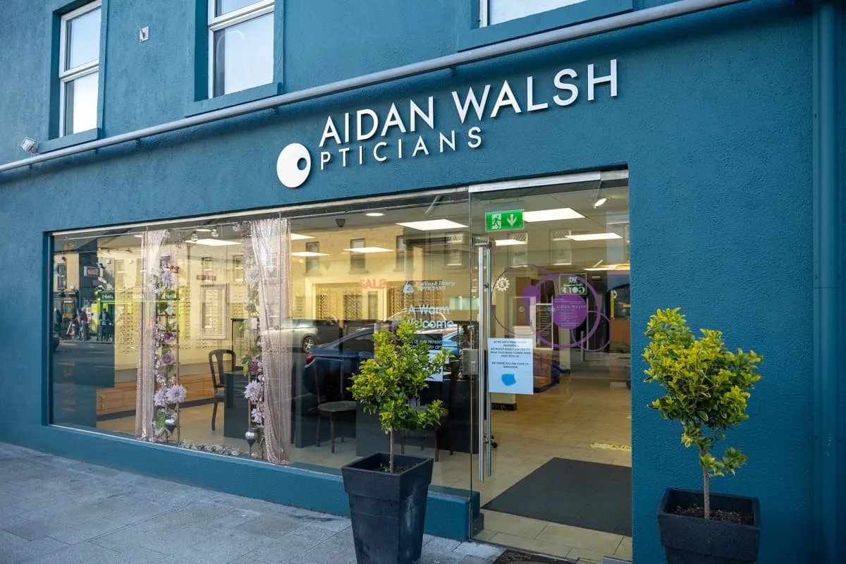 Aidan Walsh Opticians shopfront on William Street, Tullamore
