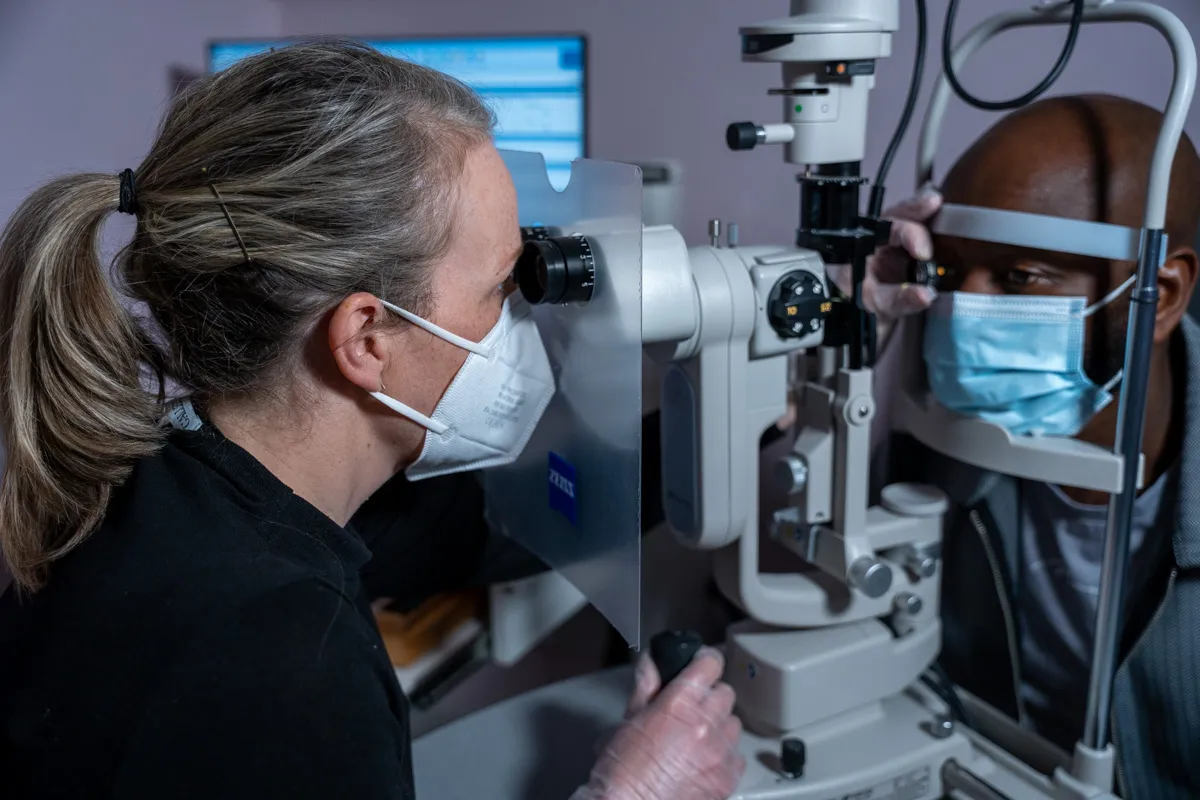 Eye test room at Aidan Walsh Opticians