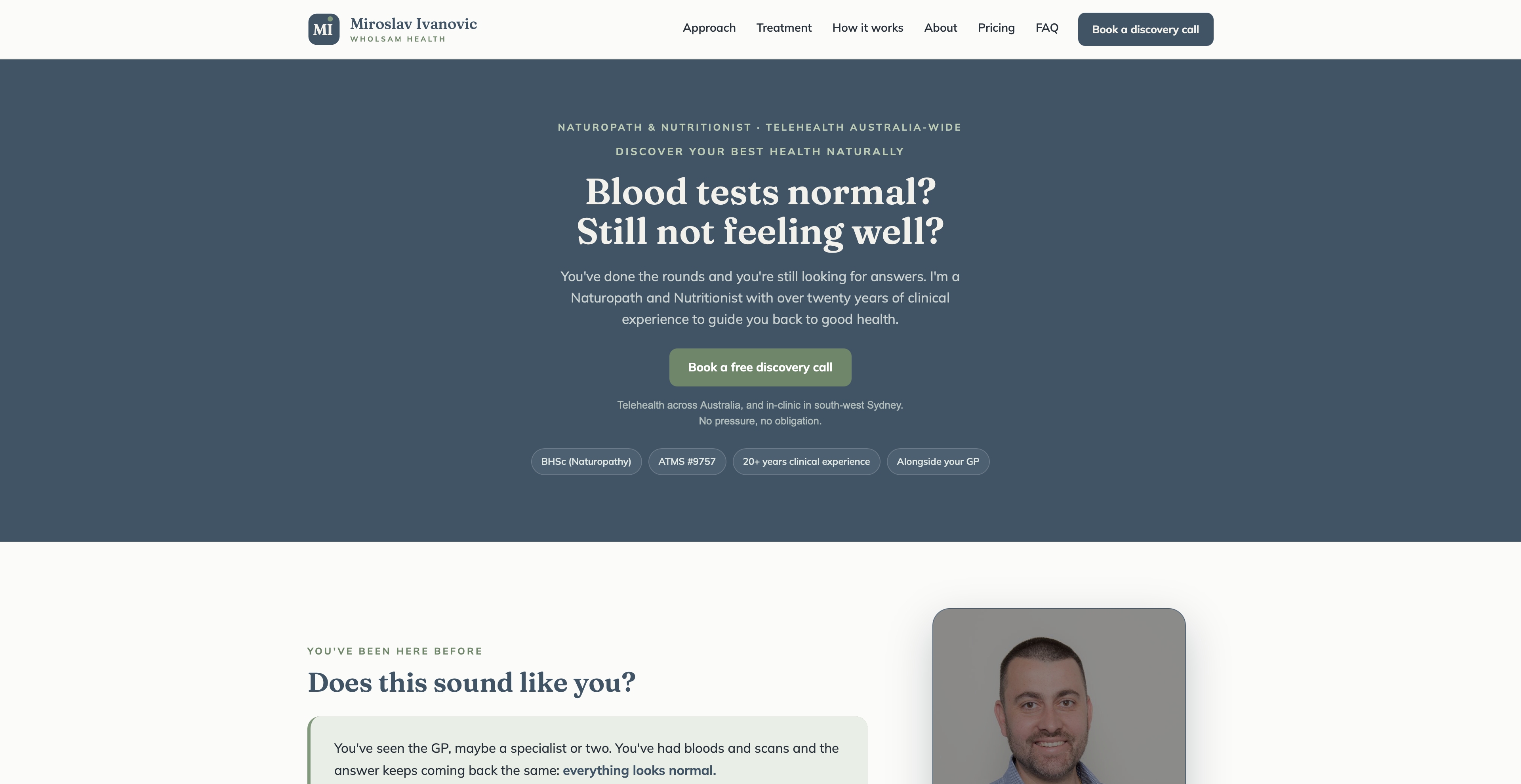 Wholsam Health website, live site screenshot