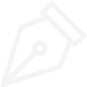 Stylized white fountain pen nib icon on transparent background.