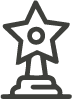Outlined trophy star icon on a pedestal base.