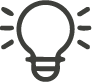 Simplified light bulb icon with rays emanating to show idea or illumination.