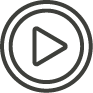 Play button icon with a triangle inside a circle.