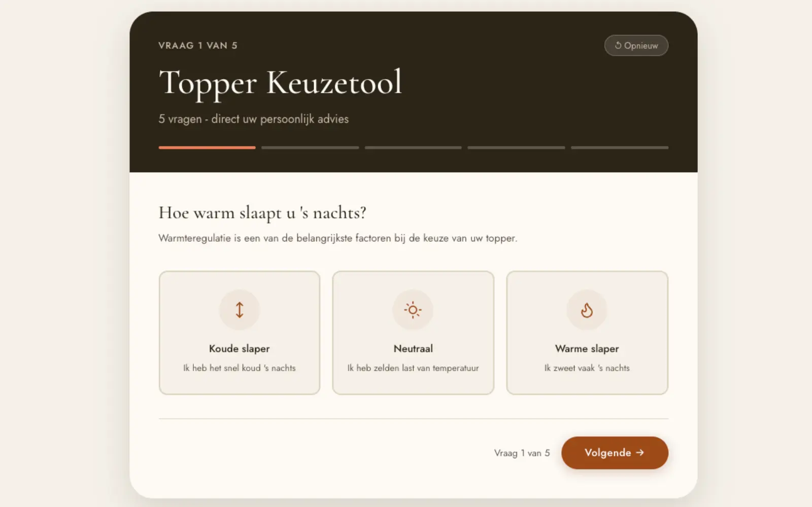 Keuzetool van Topperwinkel voor het vinden van een passende matrastopper