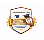 Badge or certificate with Environment/RISE, Customer Speak Out, and SA logos with laurel wreath design.