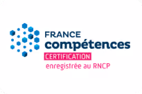 Logo France compétences avec texte certification enregistrée au RNCP.