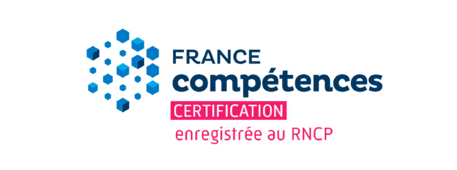 Logo France compétences avec texte certification enregistrée au RNCP.