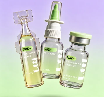 NAD+ in oral, nasal spray and injectable formats