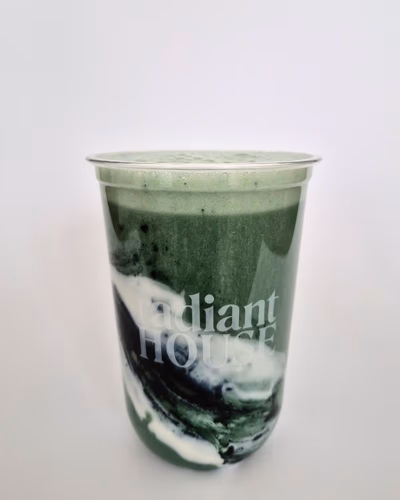 Green and white swirled smoothie