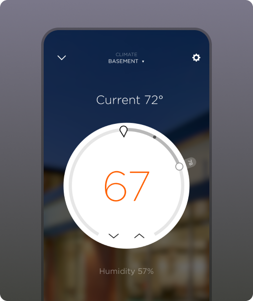 Savant Pro thermostat control set to 67 degrees.