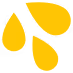 Three yellow stylized water droplets on a white background.