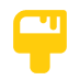 Yellow paintbrush icon with paint dripping from the bristles on a white background.