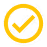 Yellow checkmark inside a black circle on white background.