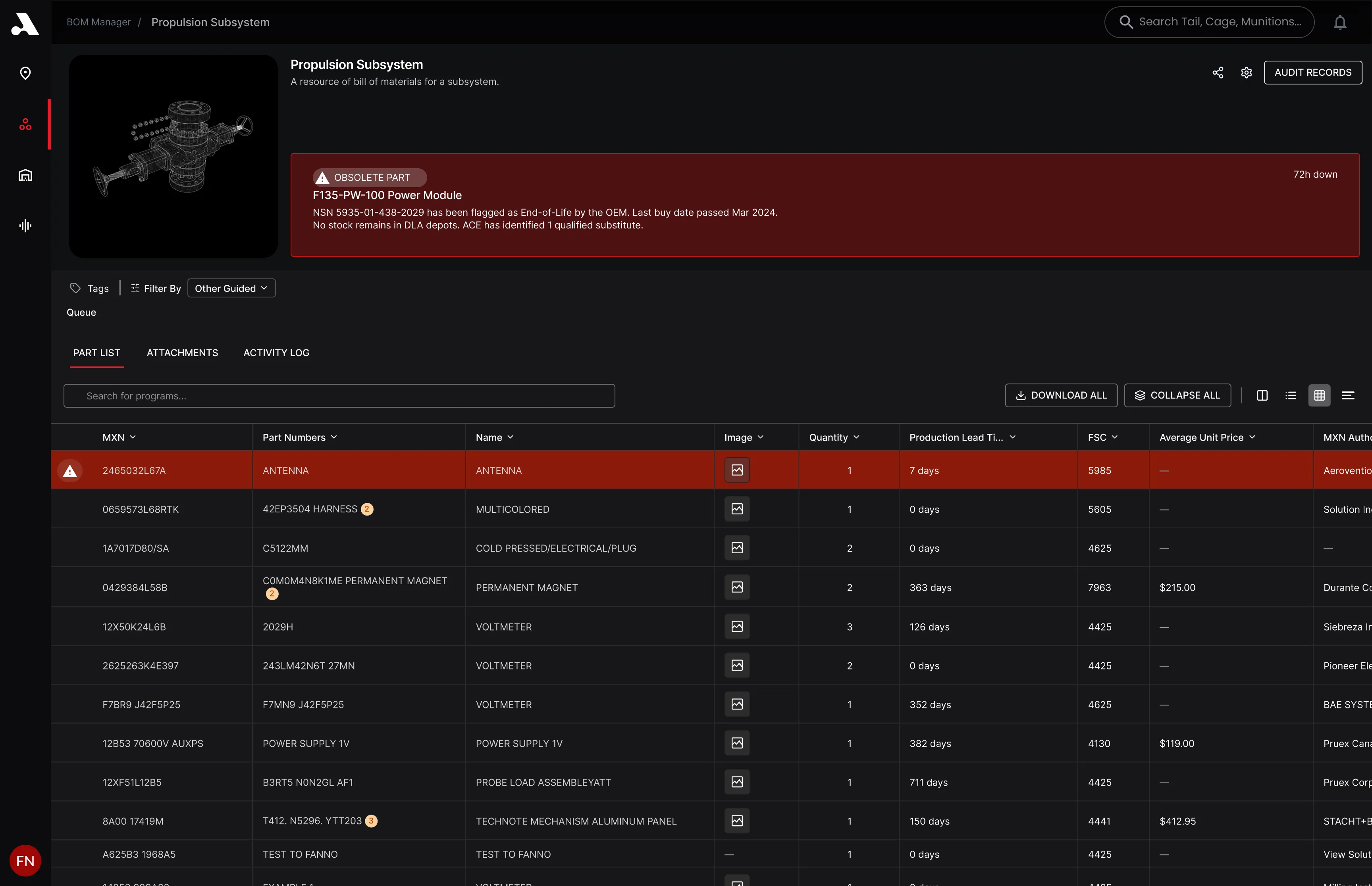 Air Enterprise Readiness platform - Maintenance, Repair, and Overhaul (MRO) screenshot