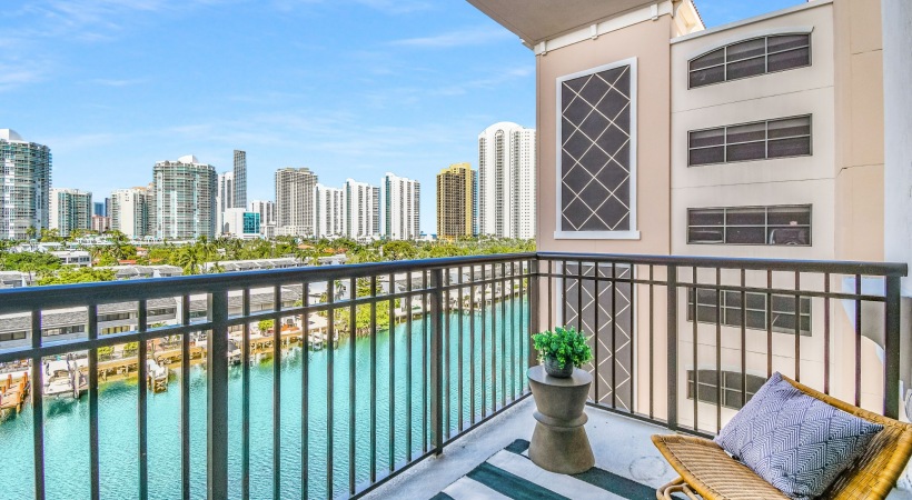 Balcony view to city and ocean
