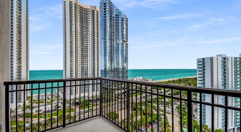 Balcony view to city and ocean