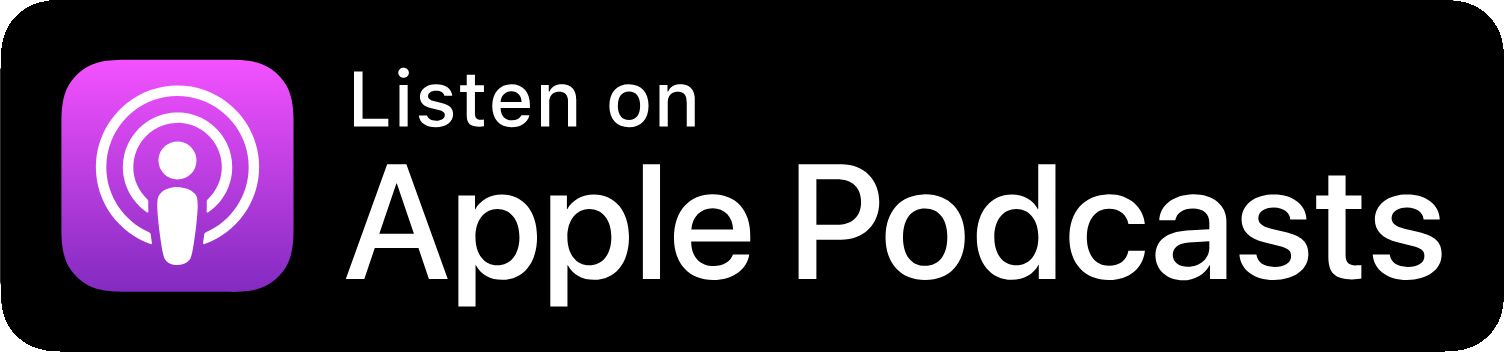 Button with Apple Podcasts logo and text saying Listen on Apple Podcasts.