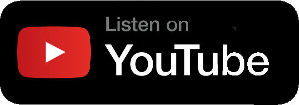 YouTube logo with text 'Listen on YouTube' on black background.