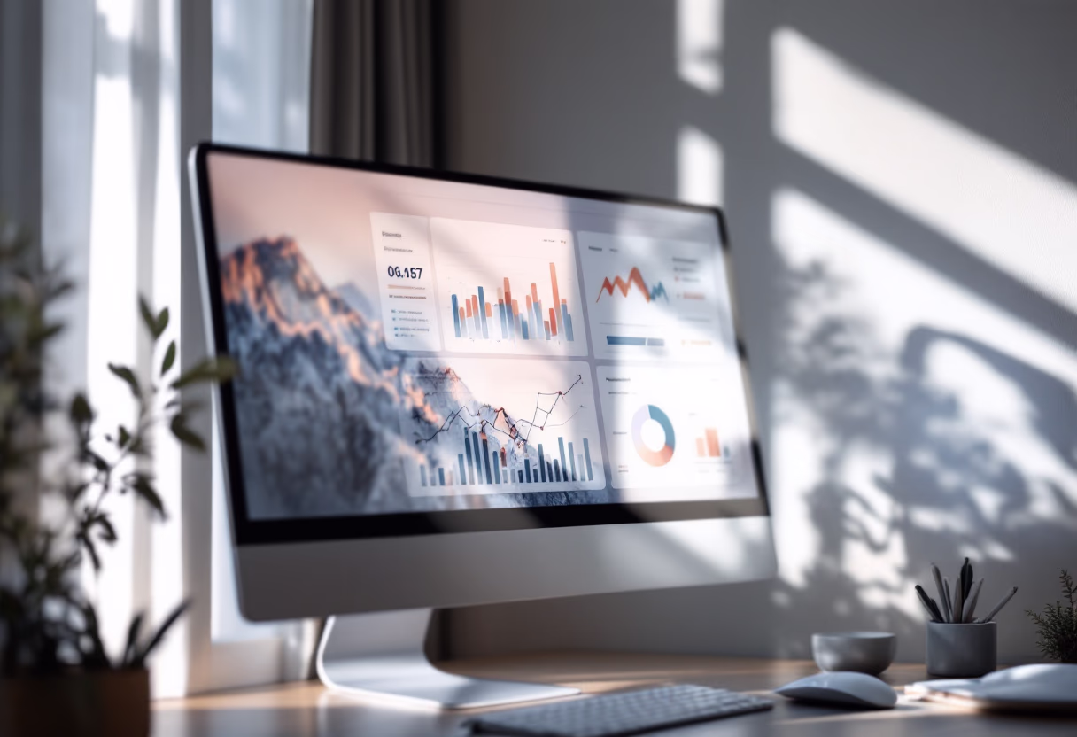 image of computer screens with data dashboards
