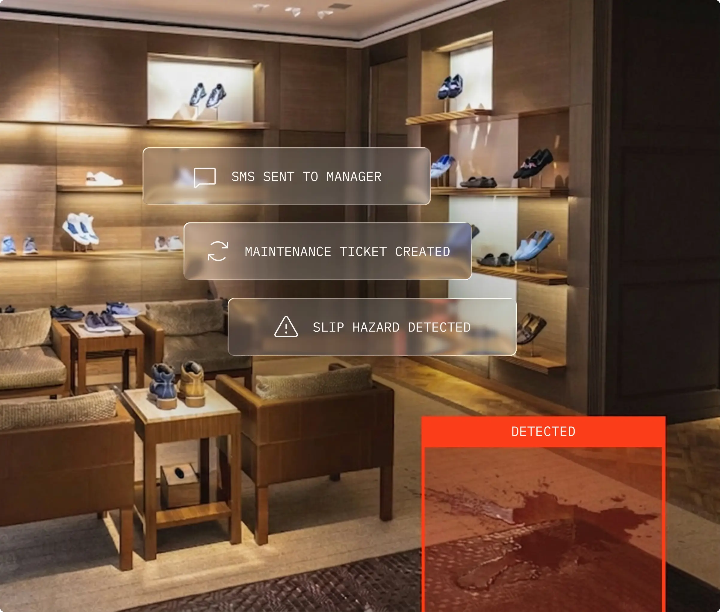 Edge Signal physical AI platform using AI agents to detect in-store safety hazards, automatically triggering alerts, maintenance workflows, and reducing operational risk in real time.