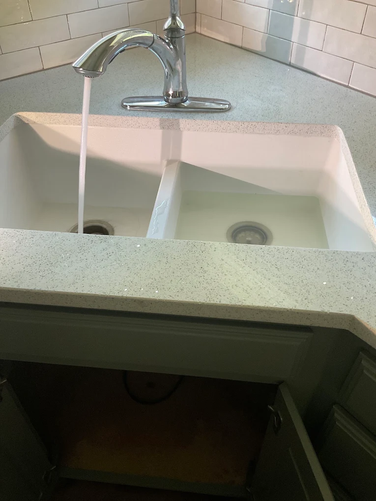 water running from a sink after reverse osmosis