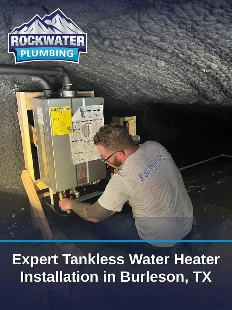 plumber installing tankless water heater