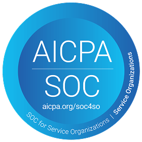 SOC 2 badge with a shield icon and text Security & Availability on a light blue circular background.