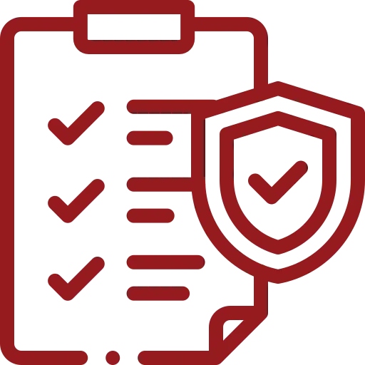 Clipboard checklist with shield icon representing quality assurance
