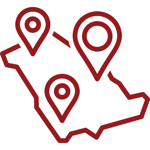 Map with location pins icon for service area